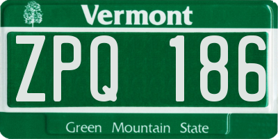 VT license plate ZPQ186