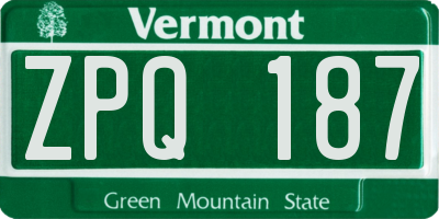 VT license plate ZPQ187