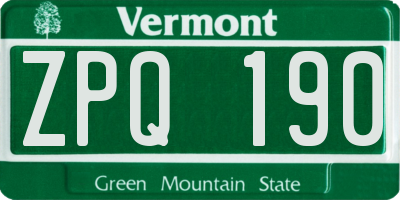 VT license plate ZPQ190