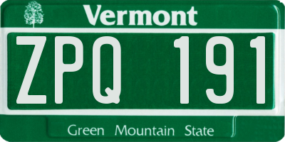 VT license plate ZPQ191