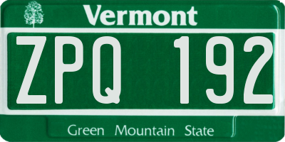 VT license plate ZPQ192