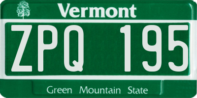 VT license plate ZPQ195