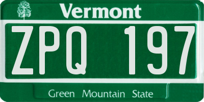 VT license plate ZPQ197