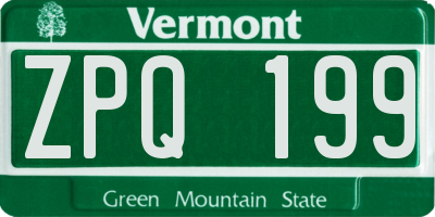 VT license plate ZPQ199
