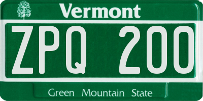 VT license plate ZPQ200