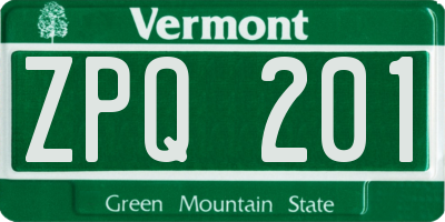 VT license plate ZPQ201
