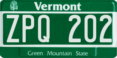 VT license plate ZPQ202