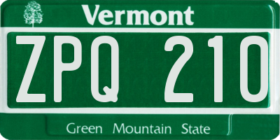 VT license plate ZPQ210
