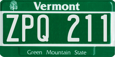 VT license plate ZPQ211