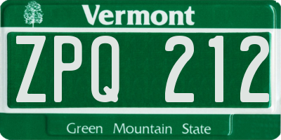 VT license plate ZPQ212