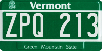 VT license plate ZPQ213
