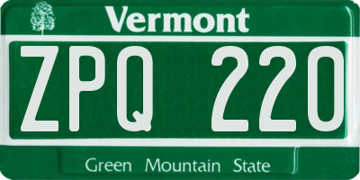 VT license plate ZPQ220