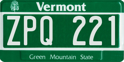 VT license plate ZPQ221