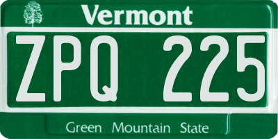 VT license plate ZPQ225