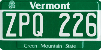 VT license plate ZPQ226