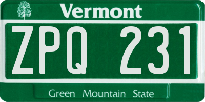 VT license plate ZPQ231