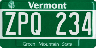 VT license plate ZPQ234