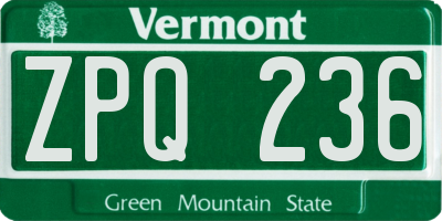 VT license plate ZPQ236