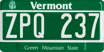 VT license plate ZPQ237