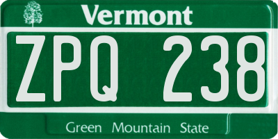 VT license plate ZPQ238