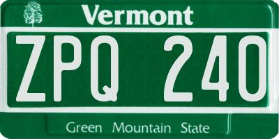 VT license plate ZPQ240