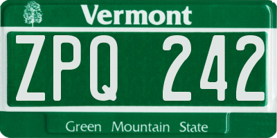 VT license plate ZPQ242