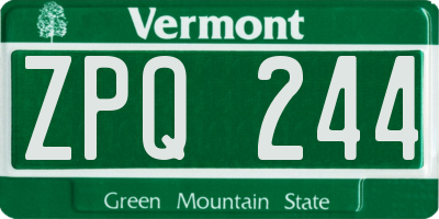 VT license plate ZPQ244