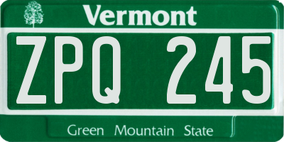 VT license plate ZPQ245