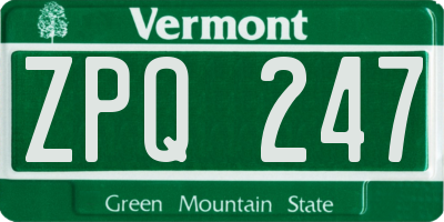VT license plate ZPQ247