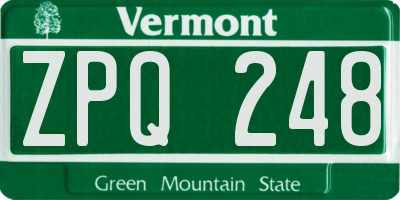 VT license plate ZPQ248