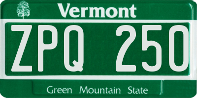 VT license plate ZPQ250