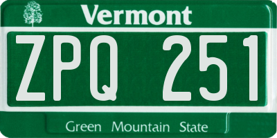 VT license plate ZPQ251