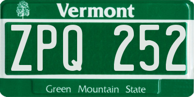 VT license plate ZPQ252