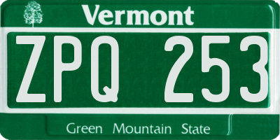VT license plate ZPQ253