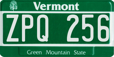VT license plate ZPQ256