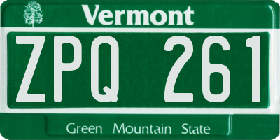 VT license plate ZPQ261
