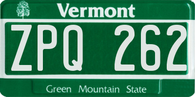 VT license plate ZPQ262