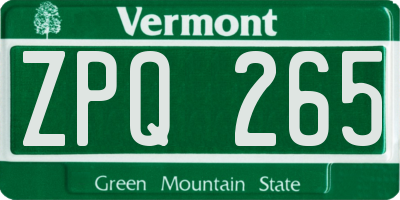 VT license plate ZPQ265