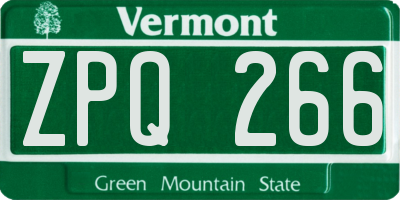 VT license plate ZPQ266
