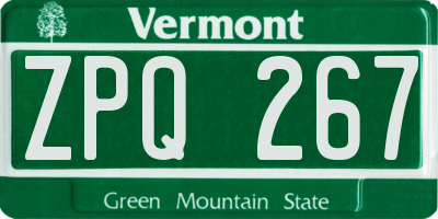 VT license plate ZPQ267