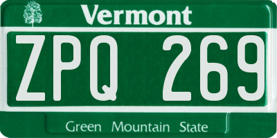 VT license plate ZPQ269