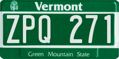 VT license plate ZPQ271
