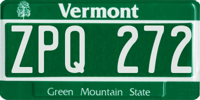 VT license plate ZPQ272