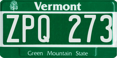VT license plate ZPQ273