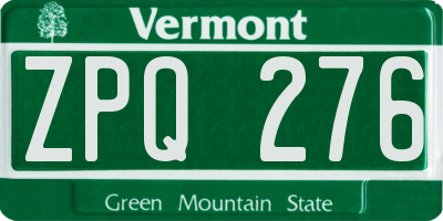 VT license plate ZPQ276