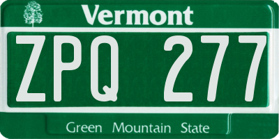 VT license plate ZPQ277