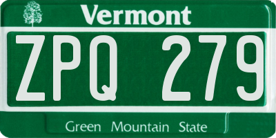 VT license plate ZPQ279