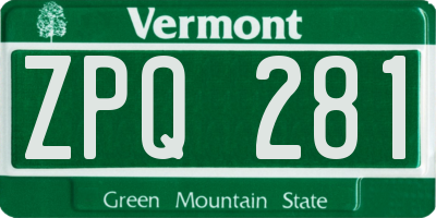 VT license plate ZPQ281