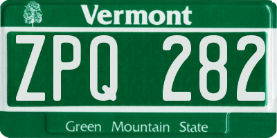 VT license plate ZPQ282