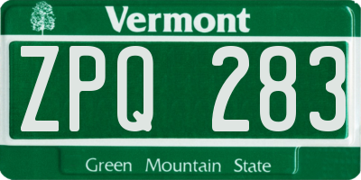 VT license plate ZPQ283